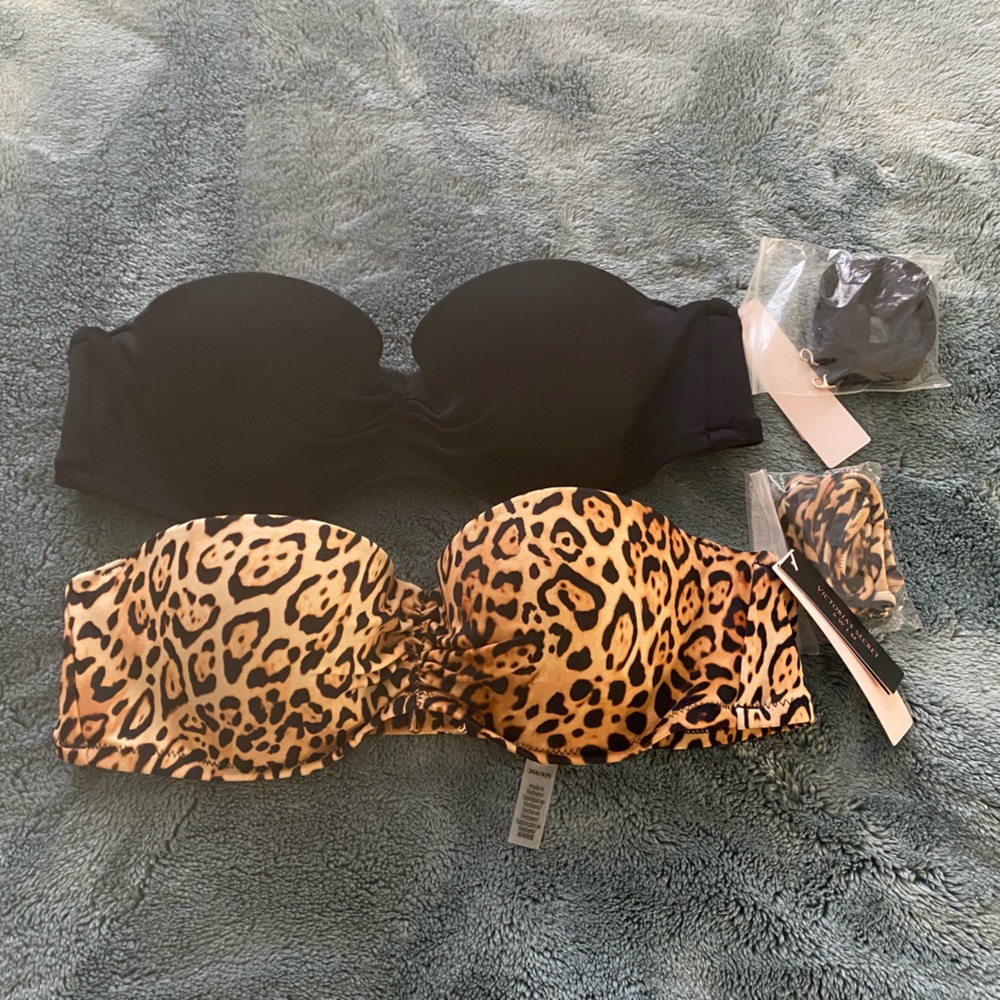 NWT Victorias Secret swim bandeau tops with removable straps size 34A/XS